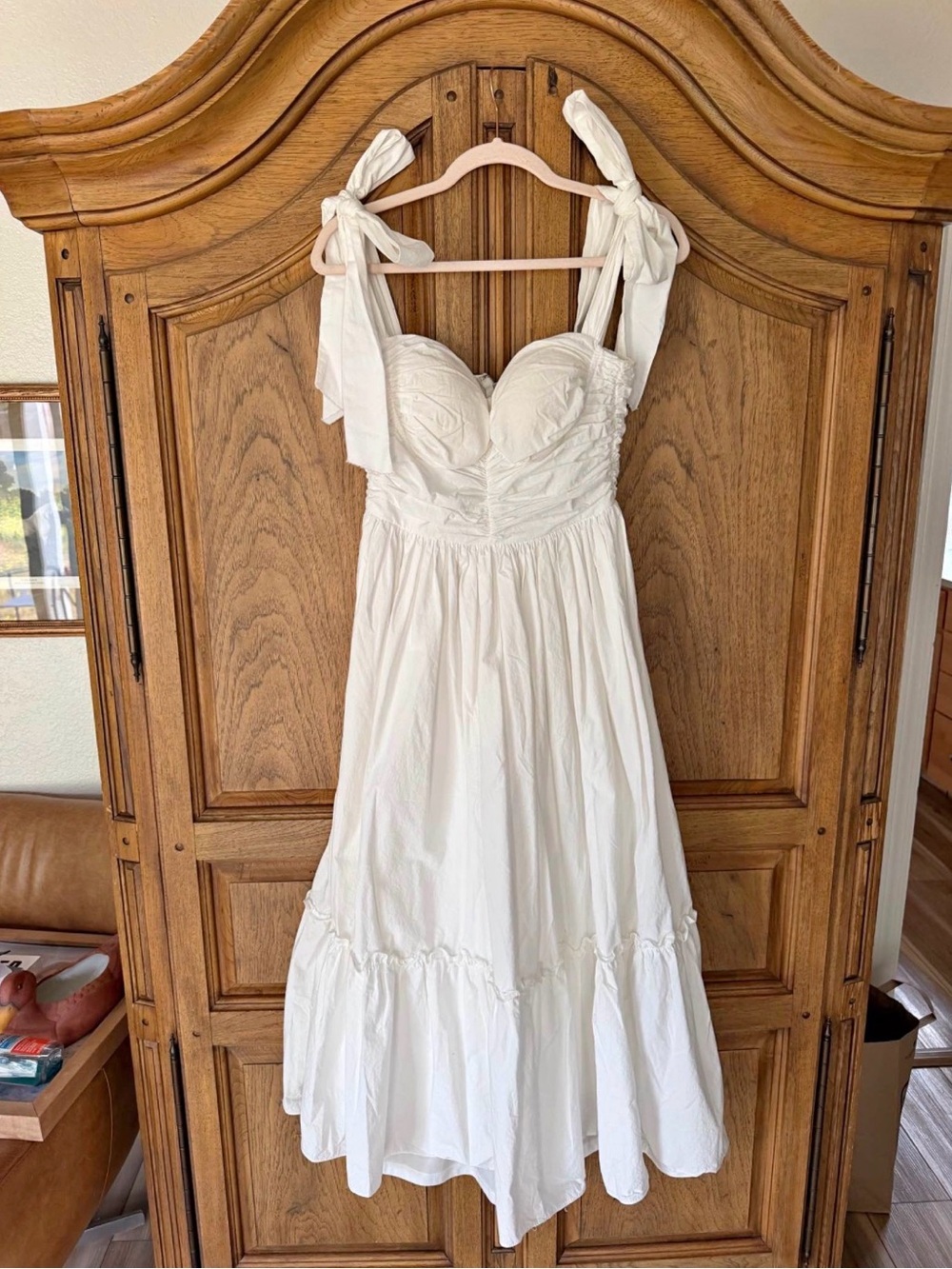 Altar'd State White Tie-Shoulder Midi Dress